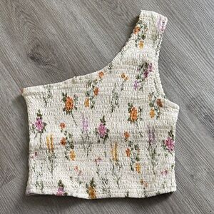 Petal & Pup Floral Smocked One-Shoulder Crop Top